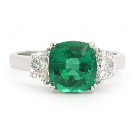 Cushion Cut Emerald Ring - 040744 | Gemstone Jewelry - Wixon Jewelers