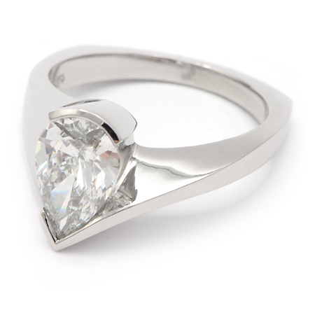 Modern Pear Shaped Diamond Engagement Ring | Wixon Jewelers
