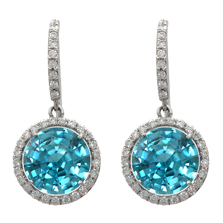 Blue Zircon & Diamond Dangle Earrings | Minnesota - Wixon Jewelers