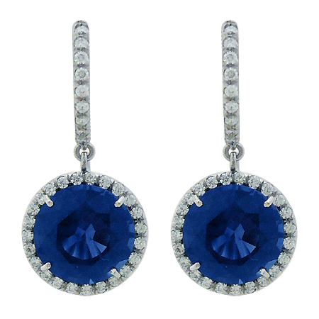 Royal Blue Sapphire & Diamond Halo Necklace | Wixon Jewelers