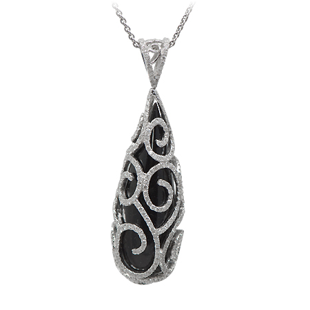 Black Onyx & Diamond Fashion Pendant