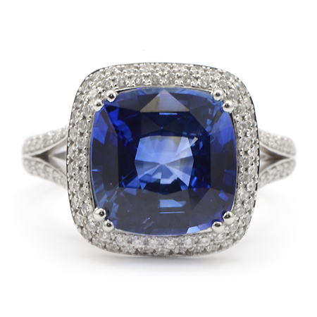 Double Halo Blue Sapphire Ring | Gemstone Jewelry - Wixon Jewelers
