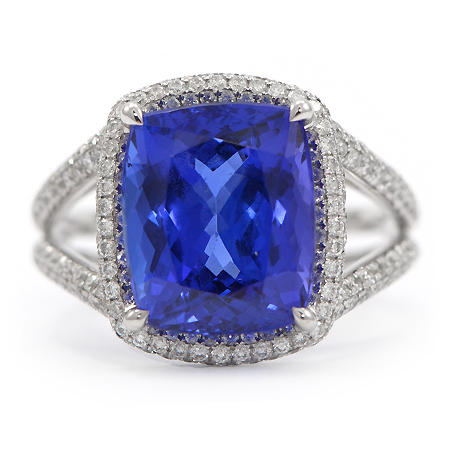 Emerald-Cut Tanzanite Ring with Diamond Halo | Wixon Jewelers