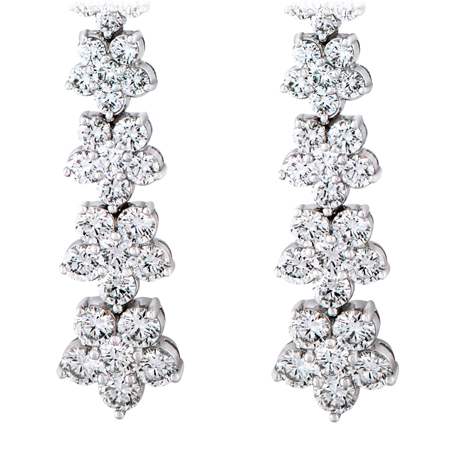 Flower Petal Diamond Earrings Drop Dangle Wixon Jewelers Drop Dangle Diamond Earrings