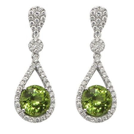 Round Peridot & Diamond Earrings | Wixon Jewelers