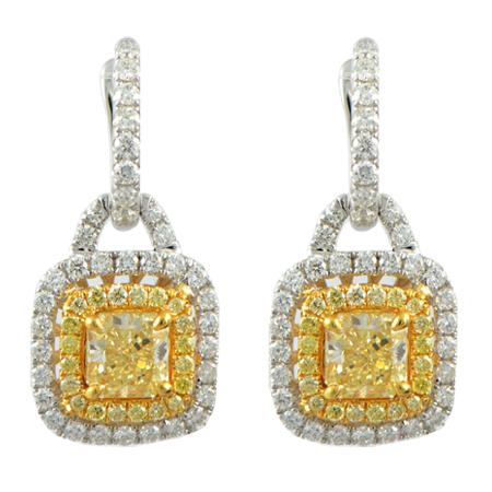 Natural Fancy Yellow Diamond Earrings Minneapolis Mn Radiant Cut Yellow Diamond Earrings