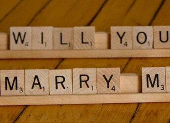 Will you marry me spelt out in scrabble blocks