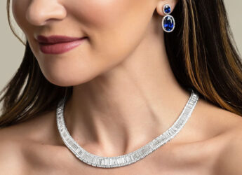 Necklace and earrings on a woman