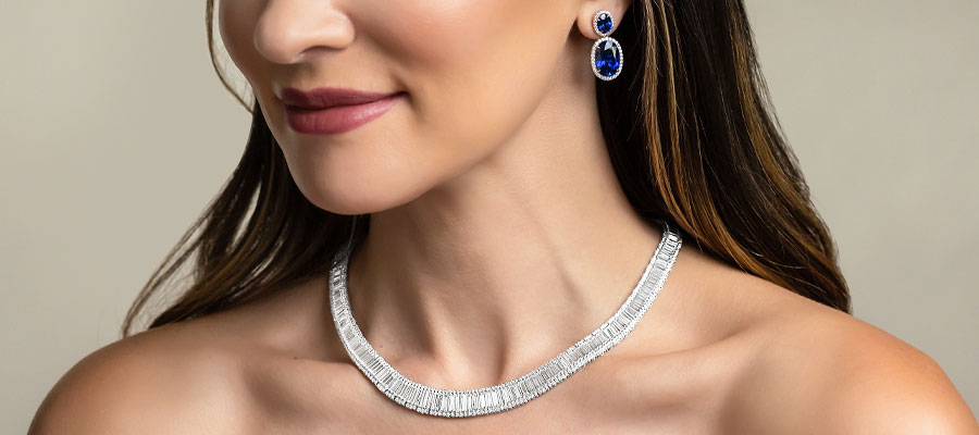 Blog-Skin-tone Necklace and earrings on a woman