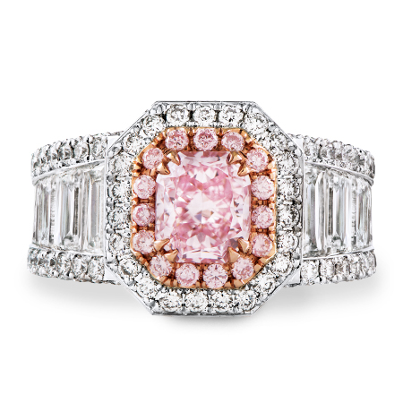 radiant cut pink diamond platinum ring