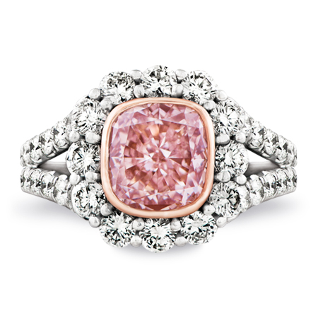 cushion cut pink diamond platinum ring