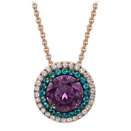 alexandrite halo pendant