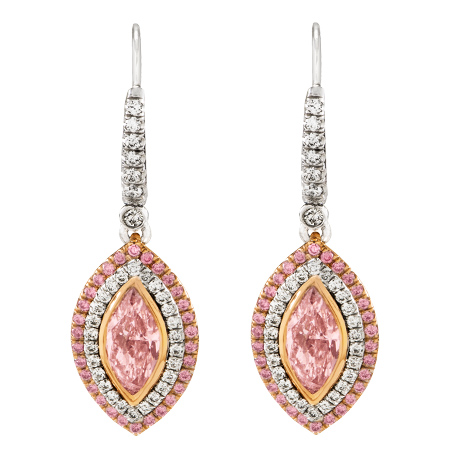 Fancy Pink Diamond Marquise Shape Earrings