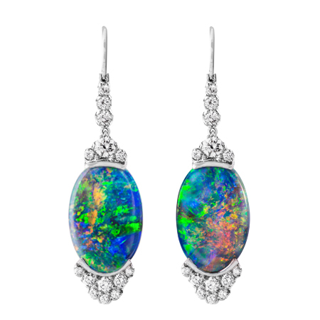 Custom Black Opal And Diamond Earrings Wixon Jewelers Custom Black Opal Earrings
