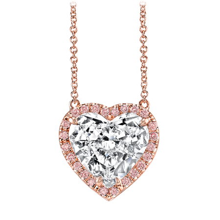 rose gold heart shaped diamond pendant
