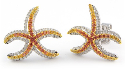 Starfish Earrings made of Sapphires and Diamonds