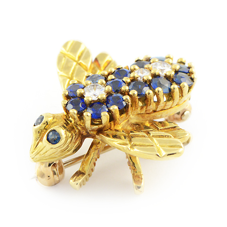 Bee Pin Jewelry from Sapphires and Diamonds