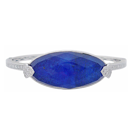 White Topaz & Blue Lapis Bangle Bracelet