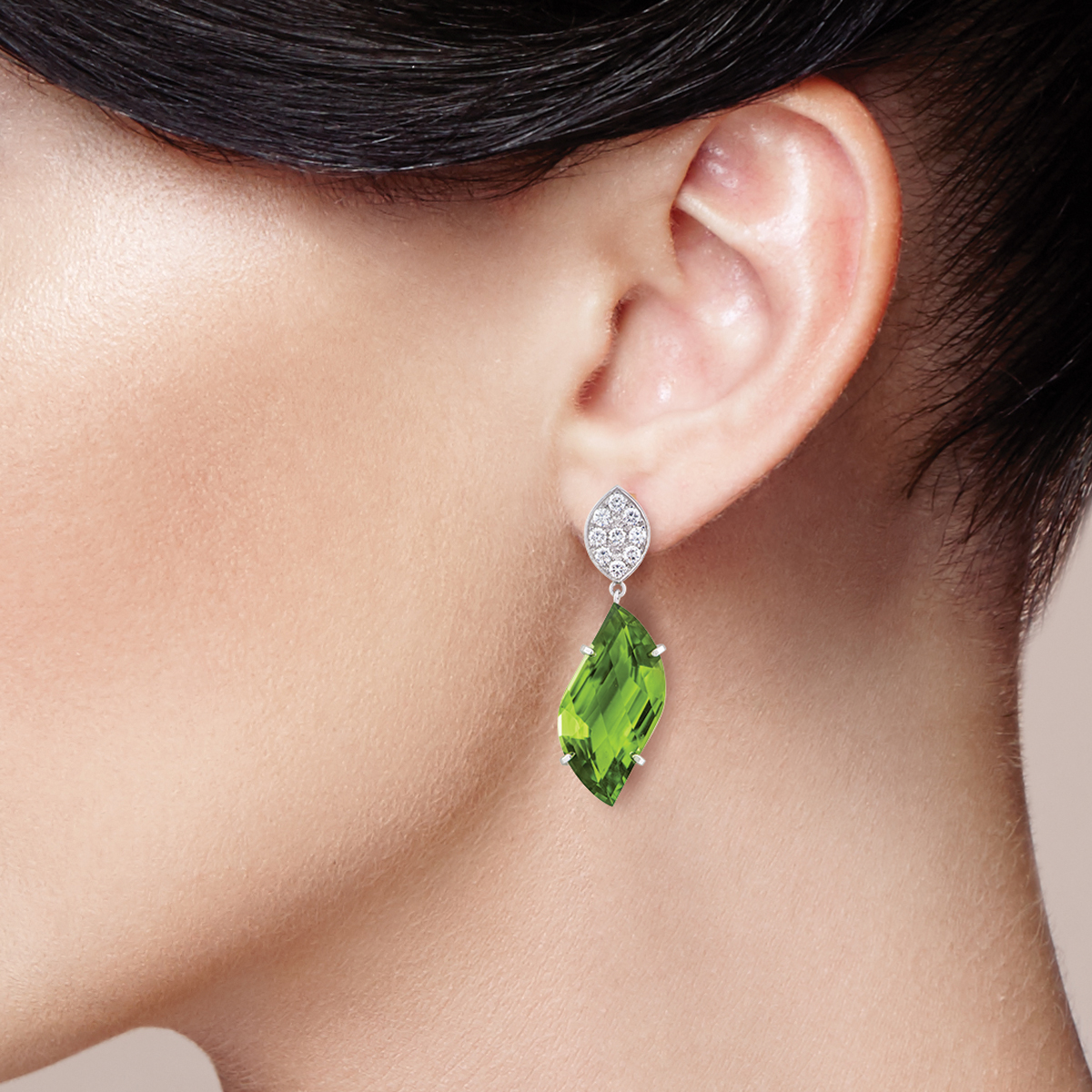 Wixon Custom Peridot and Diamond Earrings