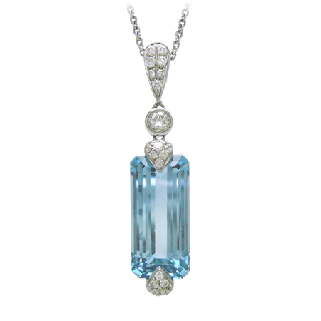 Aquamarine Gemstone Pendant in White Gold