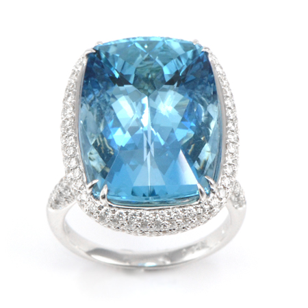 Aquamarine & Diamond Ring