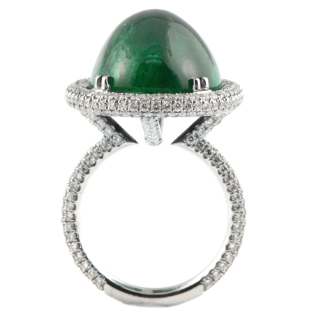 Green Emerald Dome Ring