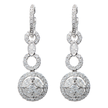 White Gold Diamond Dangle Earrings