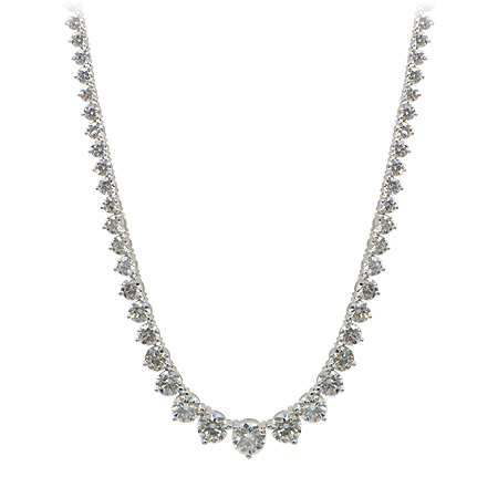 Graduated Diamond Riviera Necklace with Round Brilliant Cut Diamonds