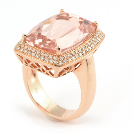 Morganite Gemstone Ring in Rose Gold