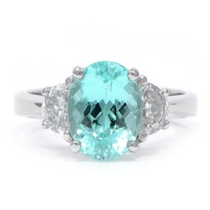 Paraiba & Diamond Ring by JB Star in Platinum