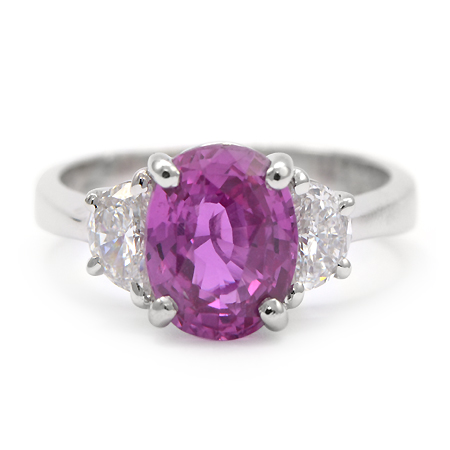 Pink Sapphire & Diamond Ring