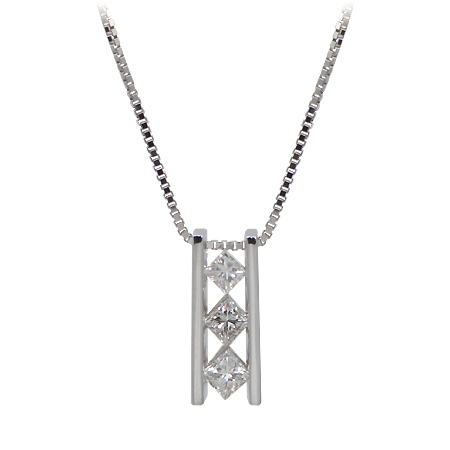 Princess Cut Diamond Ladder Pendant