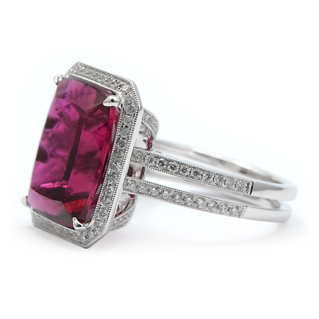 Rubelt Gemstone Ring in 18k White Gold set with Diamonds