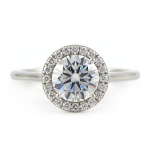 Platinum Halo Engagement Ring with Round Diamond