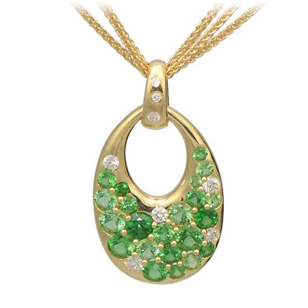 Tsavorite Garnet Pendant in Yellow Gold