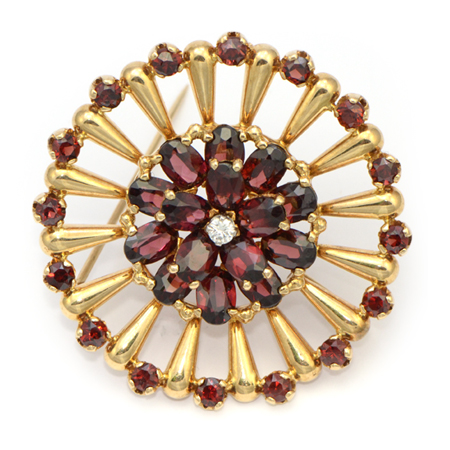 Retro Garnet Pendant Brooch