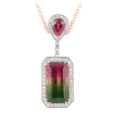 Custom Bi-Color Pink Tourmaline Pendant