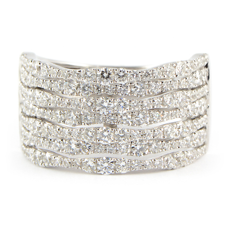 Wide Band Pave Diamond Ring in White Gold