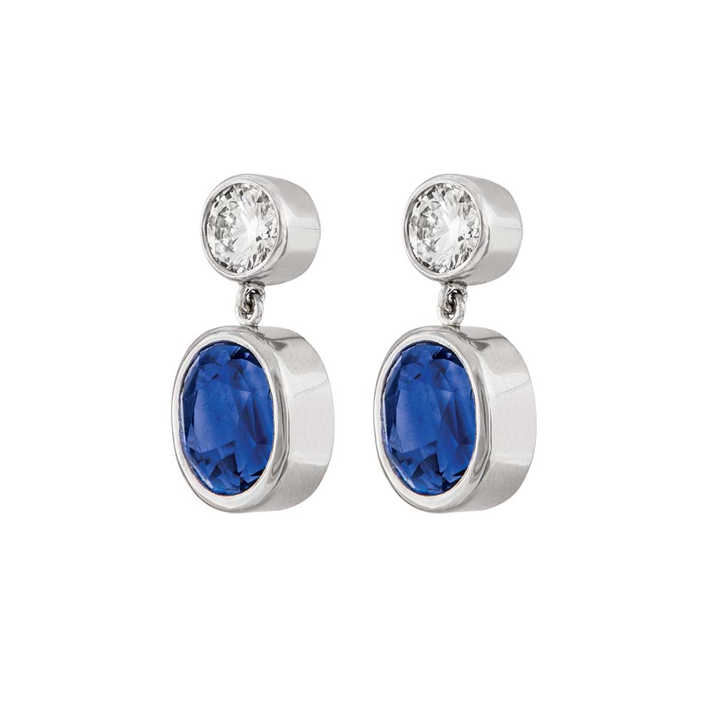 Sapphire oval earrings sale