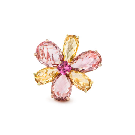 Multi-colored Gemstone Flower Ring
