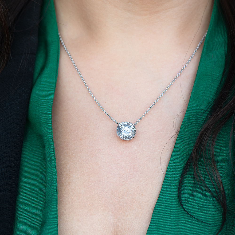 Round solitaire diamond best sale necklace