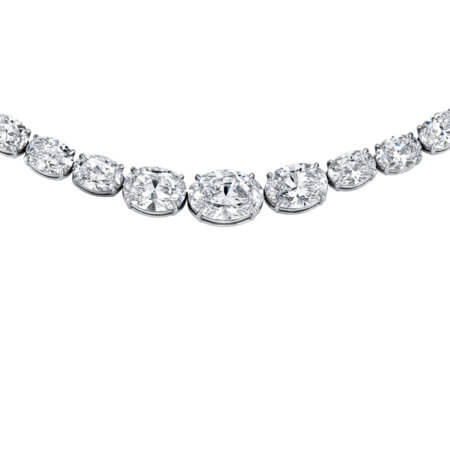 Oval Diamond Riviera Necklace set in Platinum