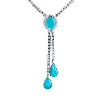 133016-paraiba-necklace Cabochon Paraiba Tourmaline and Diamond Lariat Necklace