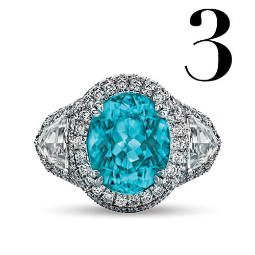 3 Paraiba Tourmaline Platinum Ring