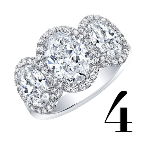 4 Three stone oval diamond ring