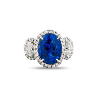 040940-1-Ceylon-Sappire-Diamond-Ring Three Stone Blue Sapphire and Diamond Ring