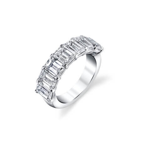 Emerald cut diamond band
