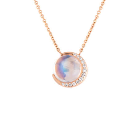 Moonstone Gemstone Pendant in Rose Gold with chain