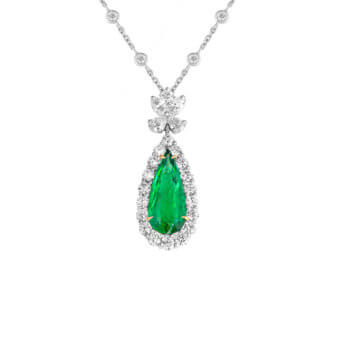 133046-1-Pear-Shaped-Emerald-Pendant Green Emerald and Diamond Necklace