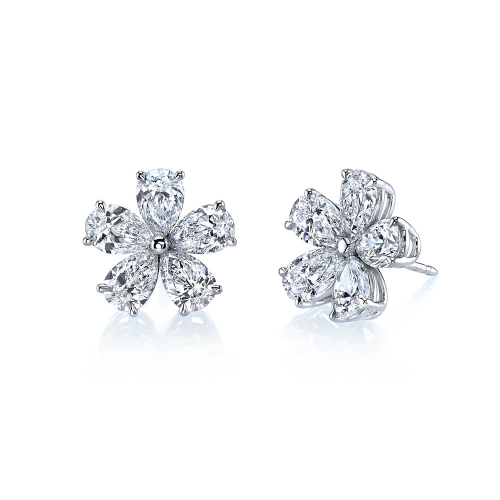 Pear-Shaped Diamond Flower Earrings | Wixon Jewelers